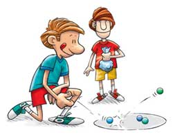 Ilustração da brincadeira bola-de-gude bola de gude