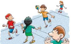 Ilustração de crianças na brincadeira pega-pega brincadeira pega-pega